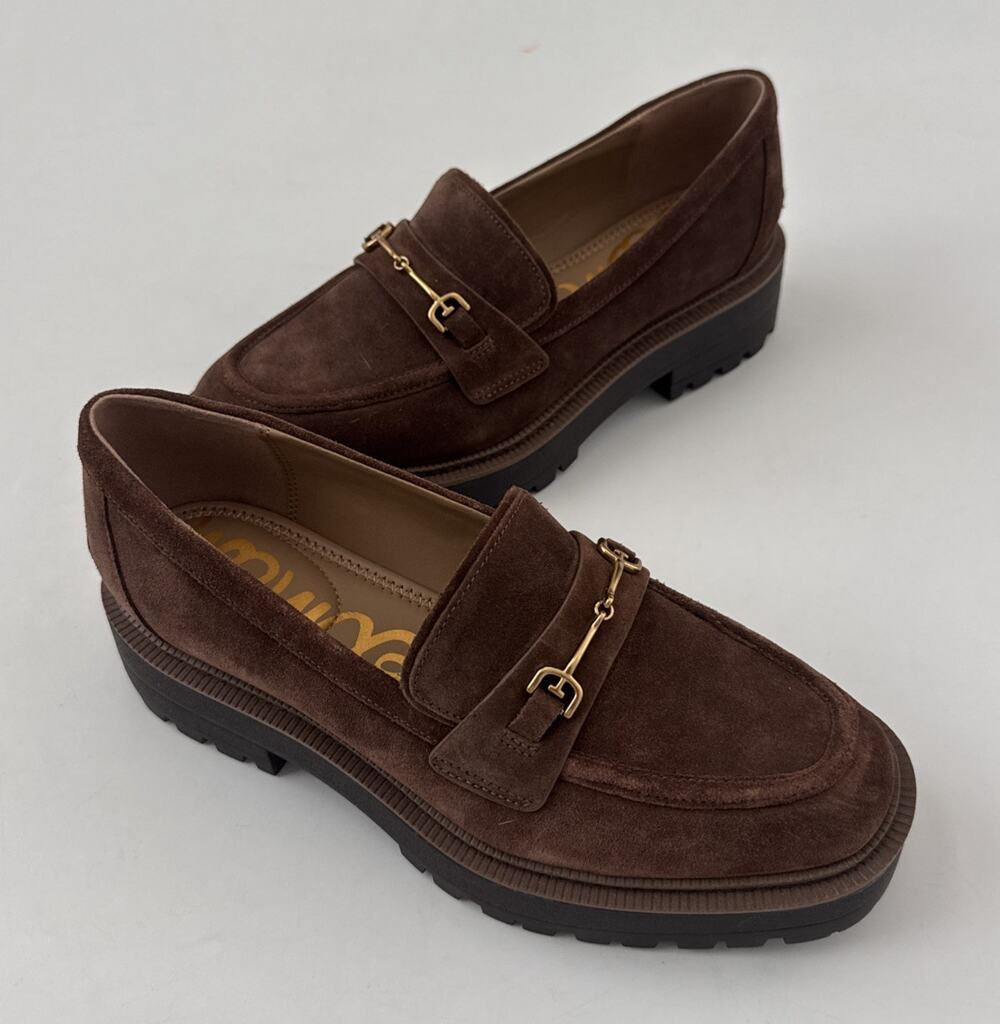 Sam Edelman Lea Platform Loafer Mustang Brown Suede Lug Sole 8.5M